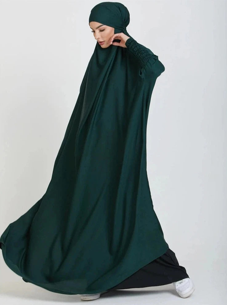 DARK GREEN HOODED ISDAL ABAYA