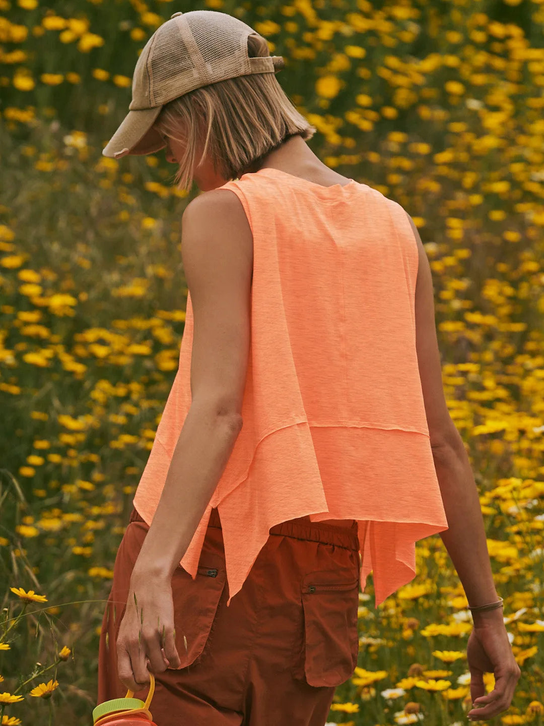 ORANGE ASYMMETRIC JOGGER TANK TOP