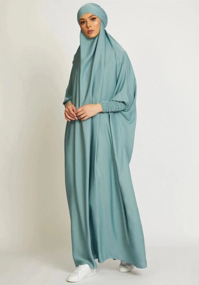 TURQUOISE HOODED ISDAL ABAYA