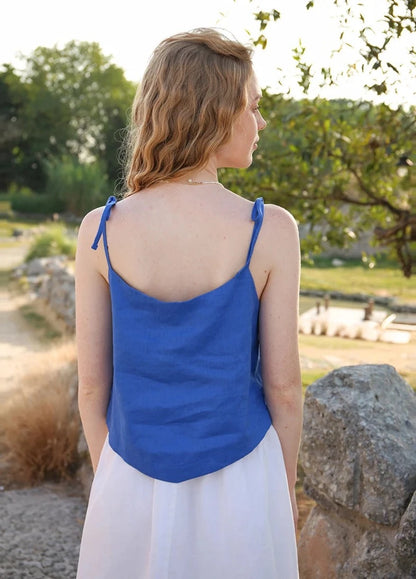 LINEN LACE-UP TANK TOP