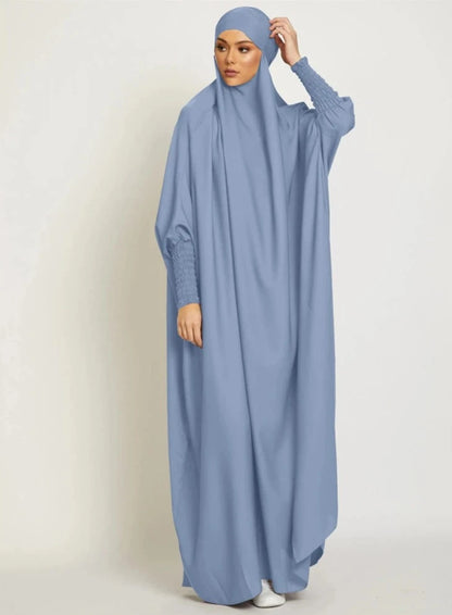 LIGHT BLUE HOODED ISDAL ABAYA