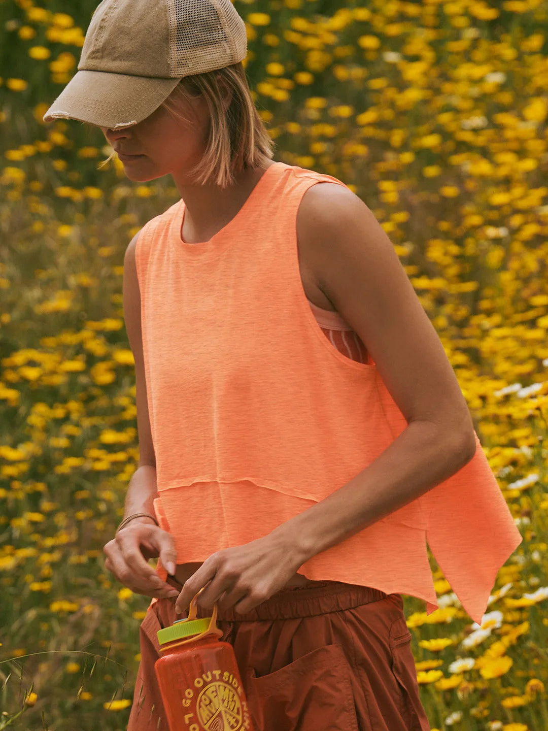 ORANGE ASYMMETRIC JOGGER TANK TOP