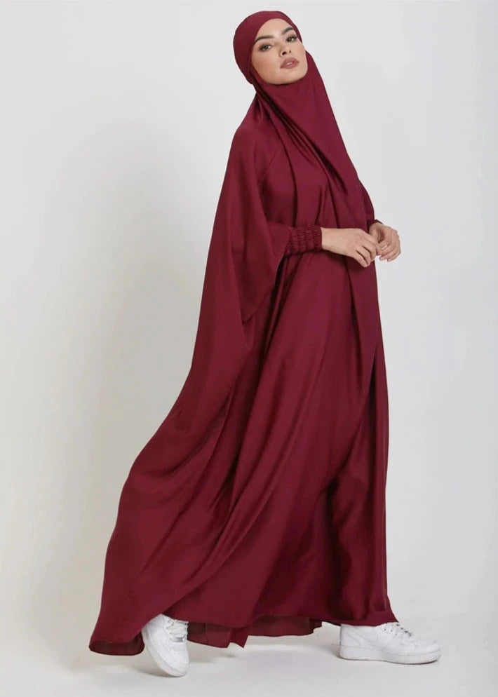 WINE RED HOODED ISDAL ABAYA