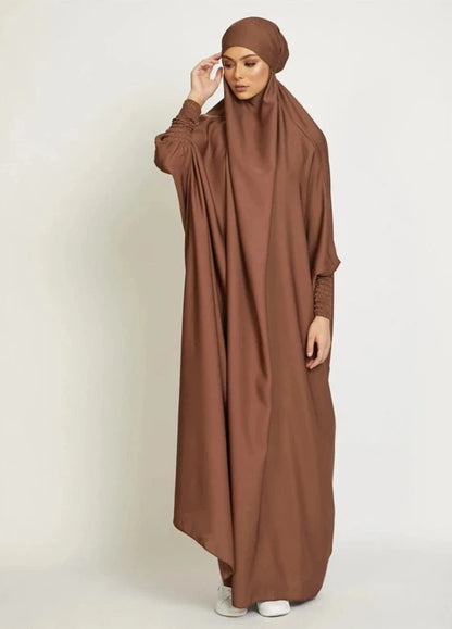 BROWN HOODED ISDAL ABAYA