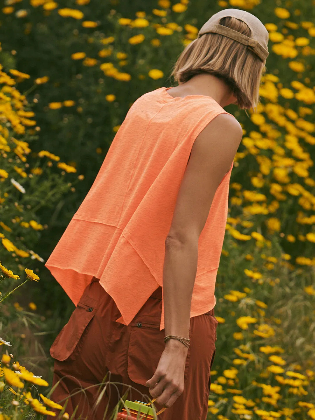 ORANGE ASYMMETRIC JOGGER TANK TOP