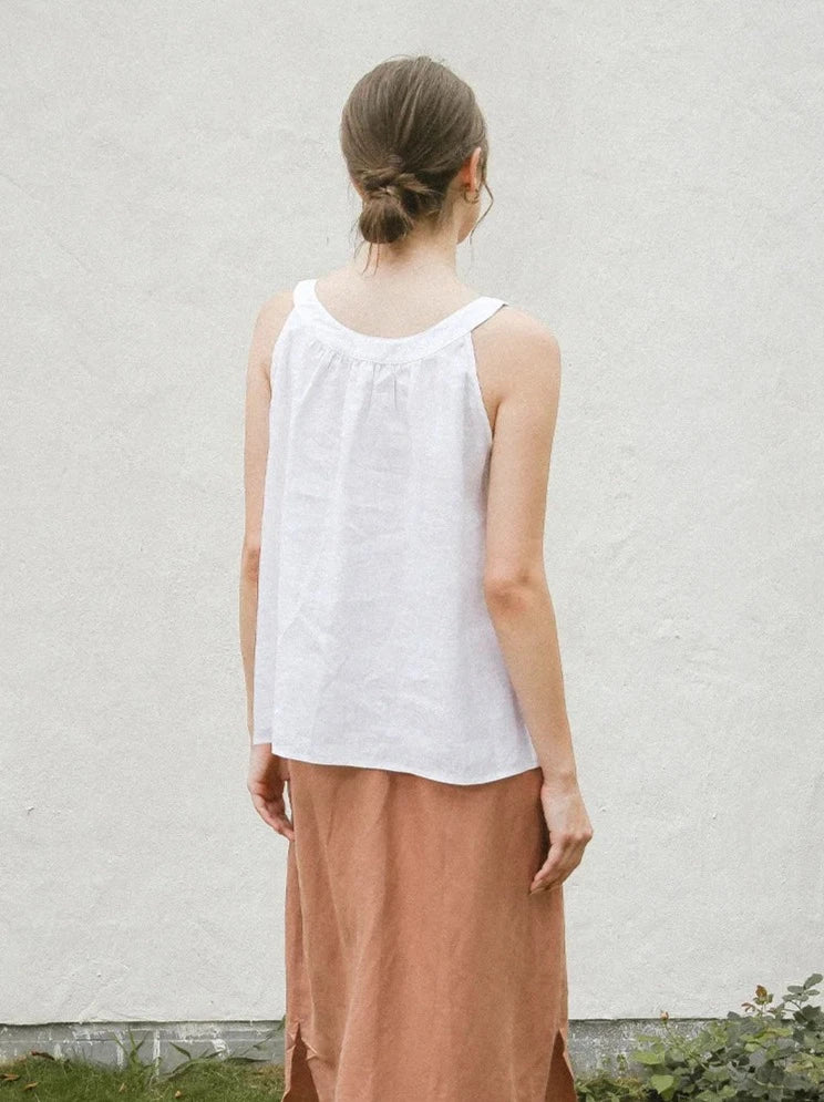 ELEGANT LINEN SLEEVELESS TANK TOP