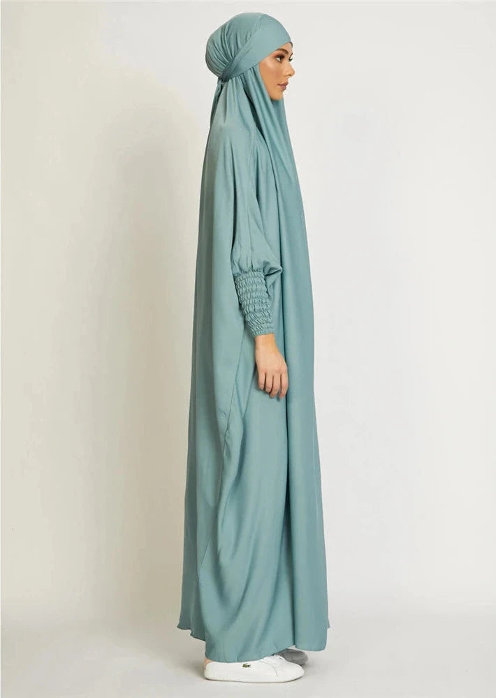 TURQUOISE HOODED ISDAL ABAYA