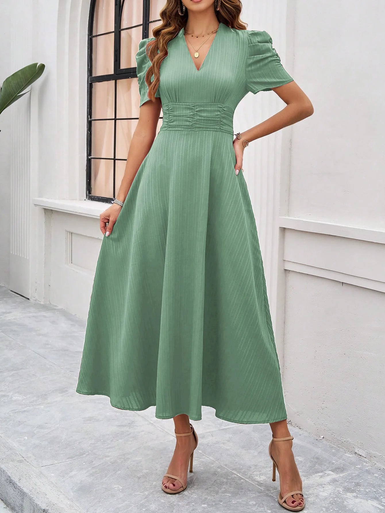 ELEGANT V-NECK PRINCESS DRESS