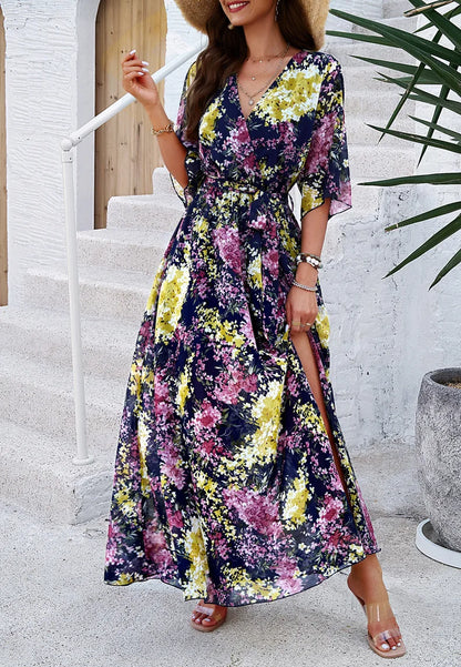 ROYAL BOHO LACE-UP MAXI DRESS