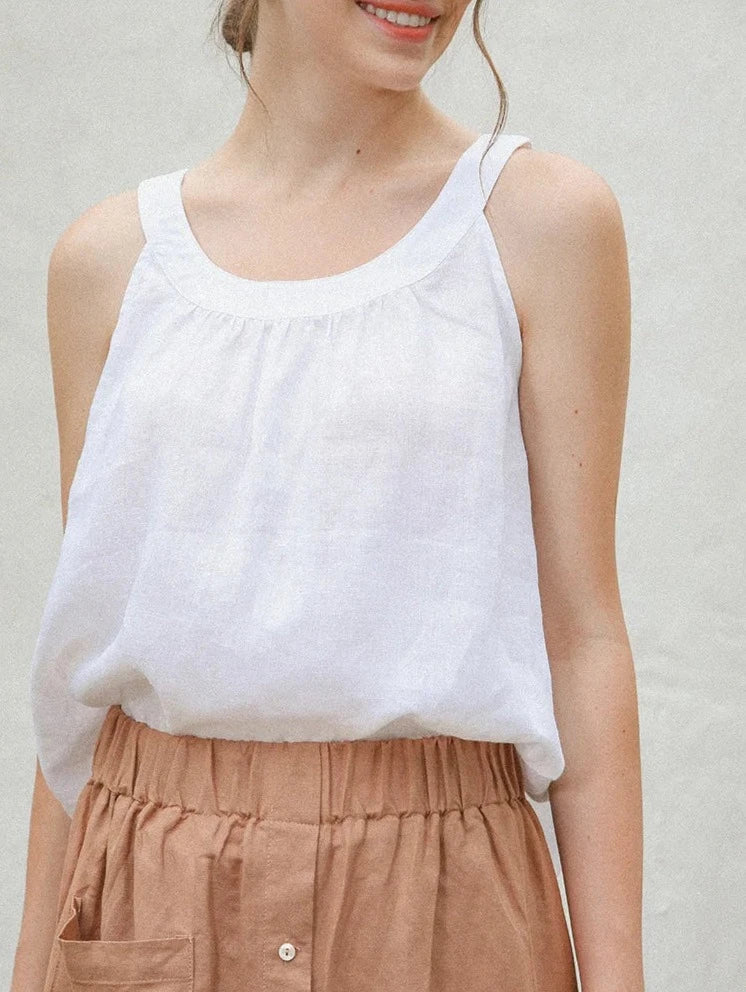 ELEGANT LINEN SLEEVELESS TANK TOP