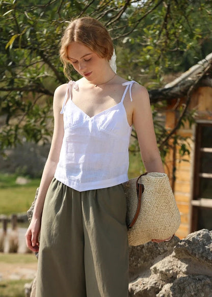 LINEN LACE-UP TANK TOP