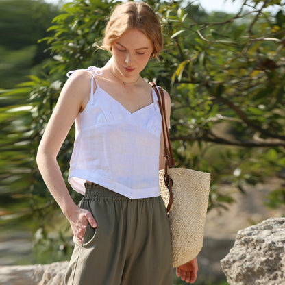 LINEN LACE-UP TANK TOP