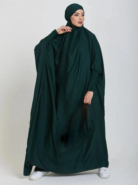 DARK GREEN HOODED ISDAL ABAYA