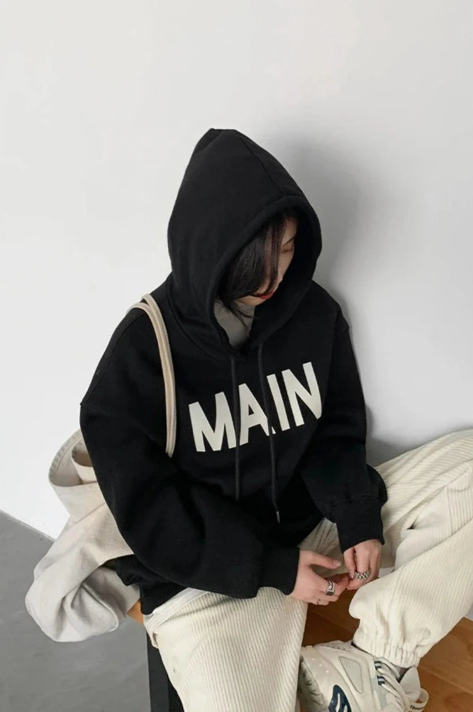 BLACK PLUSH HOODIE OUTERWEAR