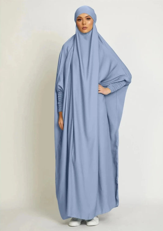 LIGHT BLUE HOODED ISDAL ABAYA