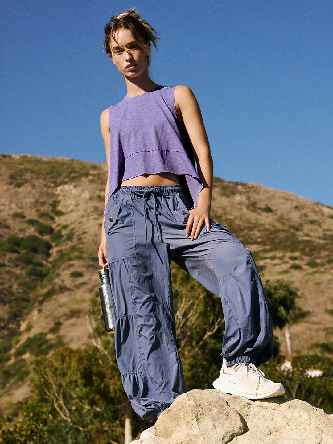 PURPLE ASYMMETRIC JOGGER TANK TOP