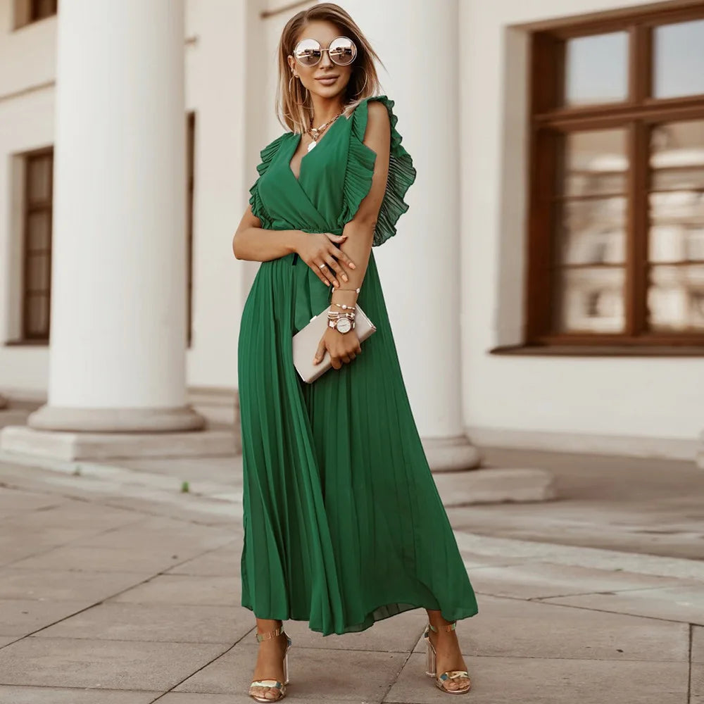 OFF-SHOULDER CHIFFON BEACH DRESS