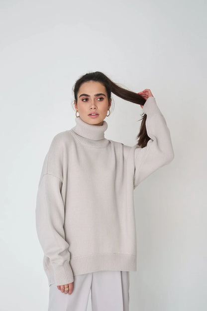 LIGHT GRAY VERSATILE TURTLENECK PULLOVER