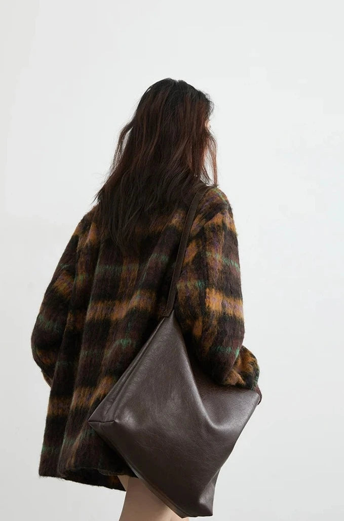 VINTAGE PLAID WOOLEN OVERCOAT