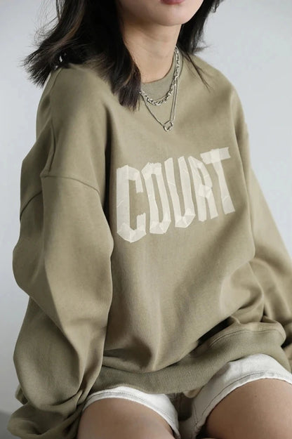 AG LOOSE COTTON LETTER PRINT SWEATSHIRT