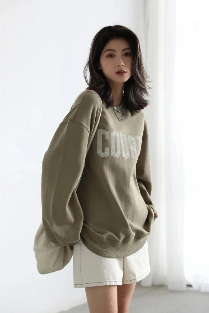 AG LOOSE COTTON LETTER PRINT SWEATSHIRT