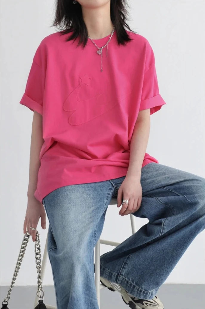 EMBROIDERED PATCHWORKCASUAL TEE