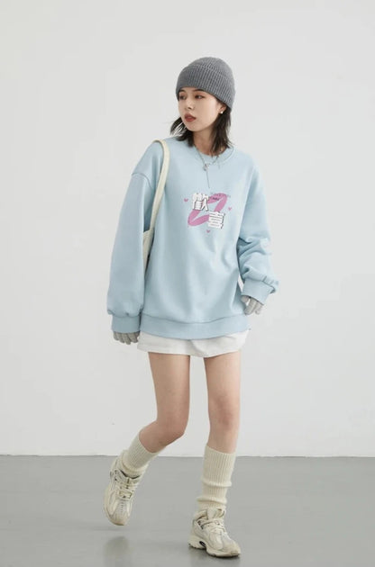 BLUE PLUSH FOX FLEECE SWEATSHIRT