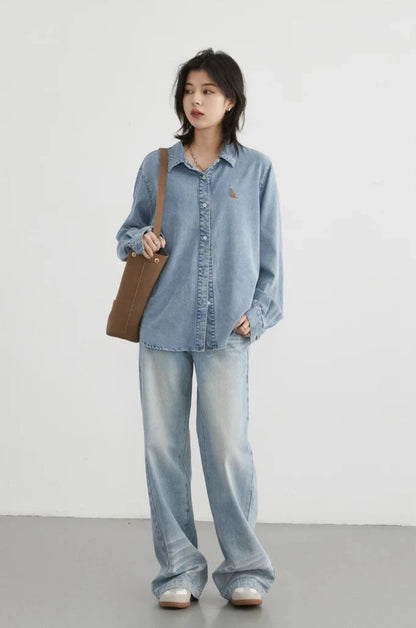 EMBROIDERED DENIM CASUAL SHIRT