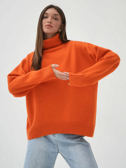 ORANGE VERSATILE TURTLENECK PULLOVER