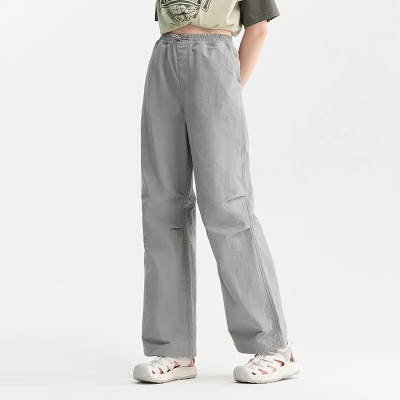 GRAY TEXTURE CARGO WIDE-LEG PANTS