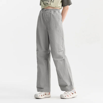 GRAY TEXTURE CARGO WIDE-LEG PANTS