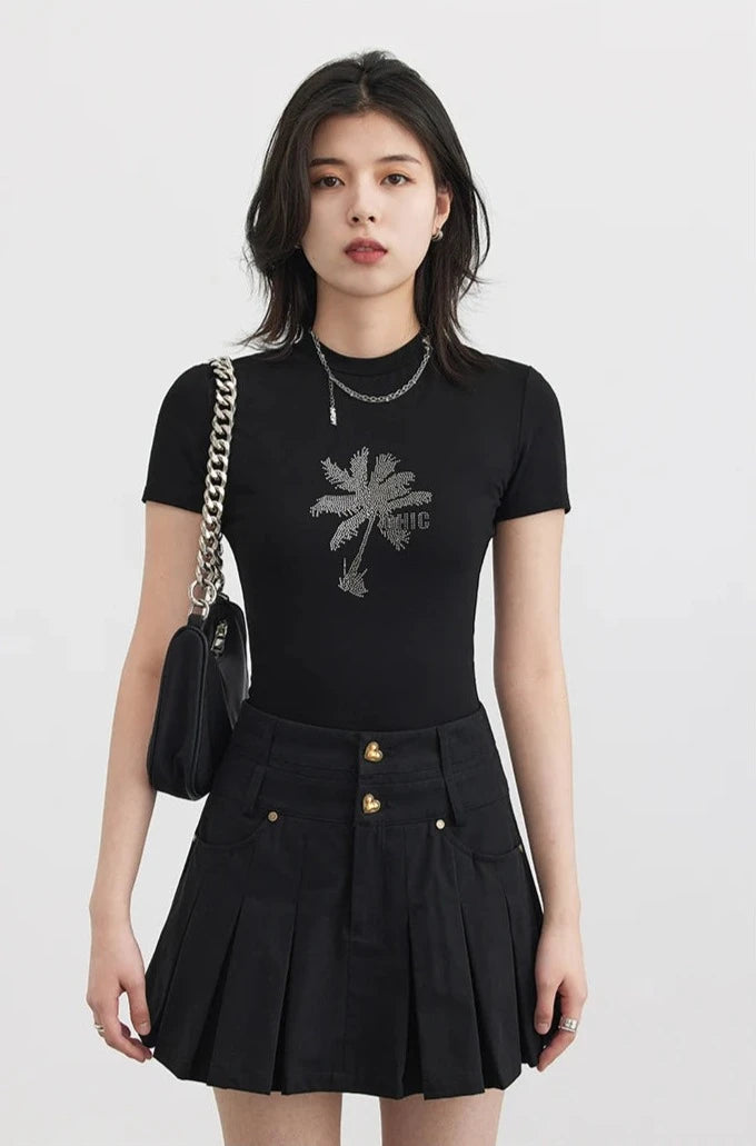 BLACK DIAMOND DECO FLORAL CROP TEE