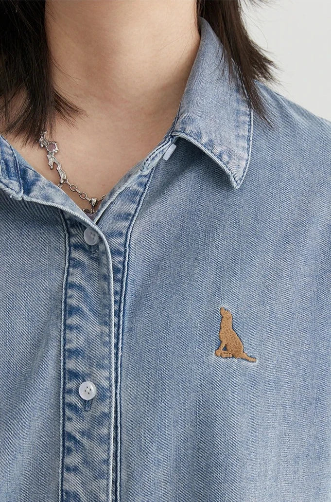 EMBROIDERED DENIM CASUAL SHIRT