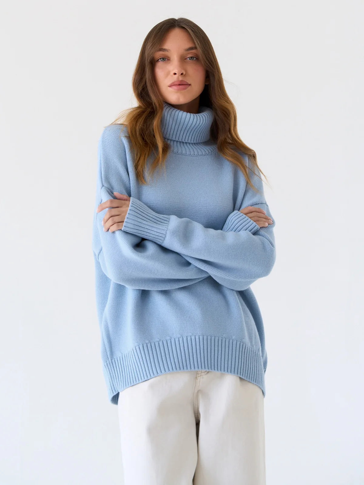 BLUE VERSATILE TURTLENECK PULLOVER