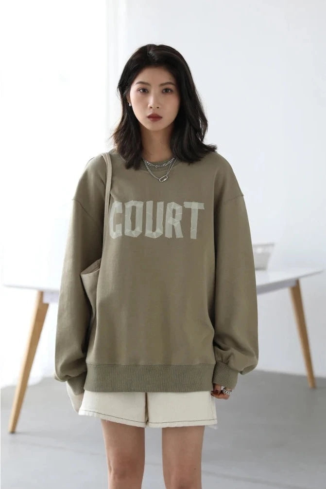 AG LOOSE COTTON LETTER PRINT SWEATSHIRT