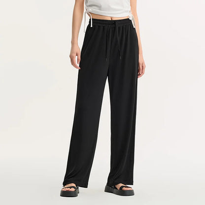 BLACK COMFORT FLEX WIDE-LEGGED TROUSERS