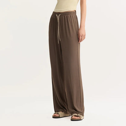 COFFEE COMFORT FLEX WIDE-LEGGED TROUSERS