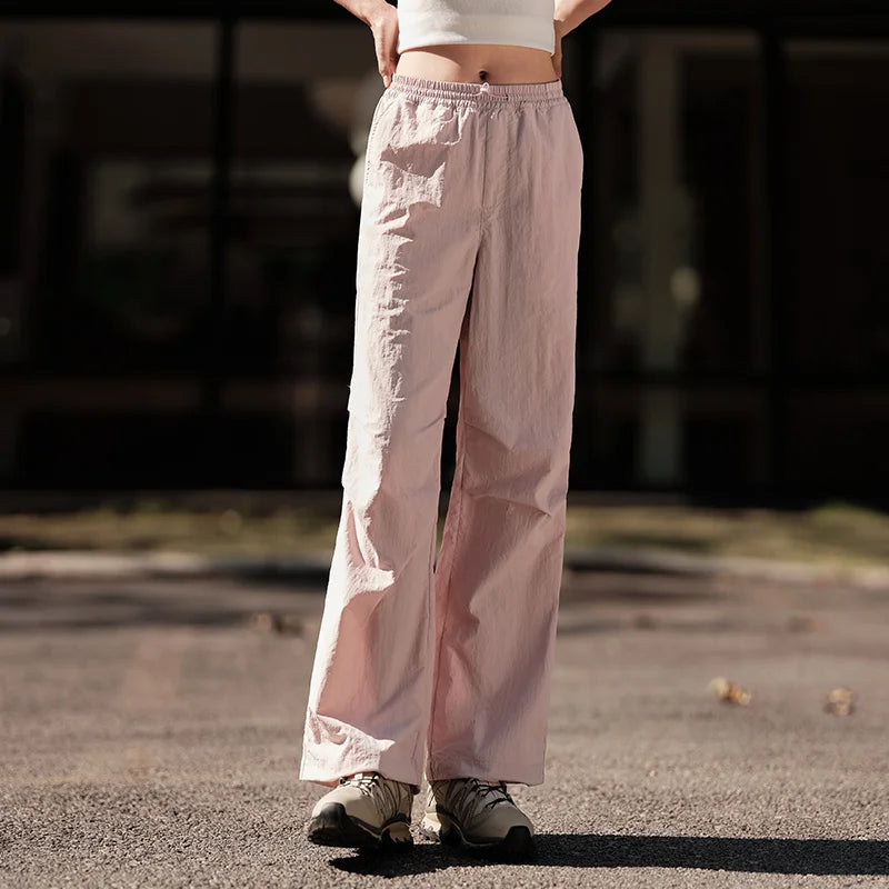 PINK TEXTURE CARGO WIDE-LEG PANTS