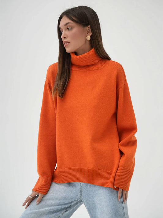 ORANGE VERSATILE TURTLENECK PULLOVER