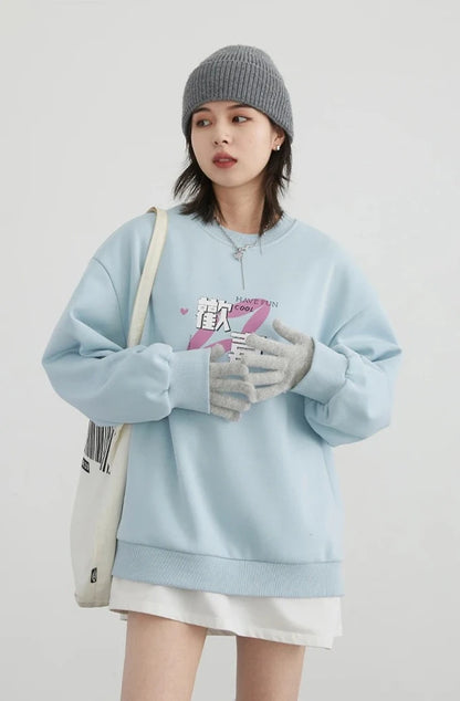 BLUE PLUSH FOX FLEECE SWEATSHIRT