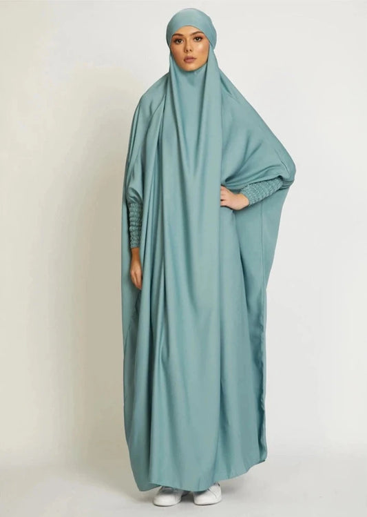 TURQUOISE HOODED ISDAL ABAYA