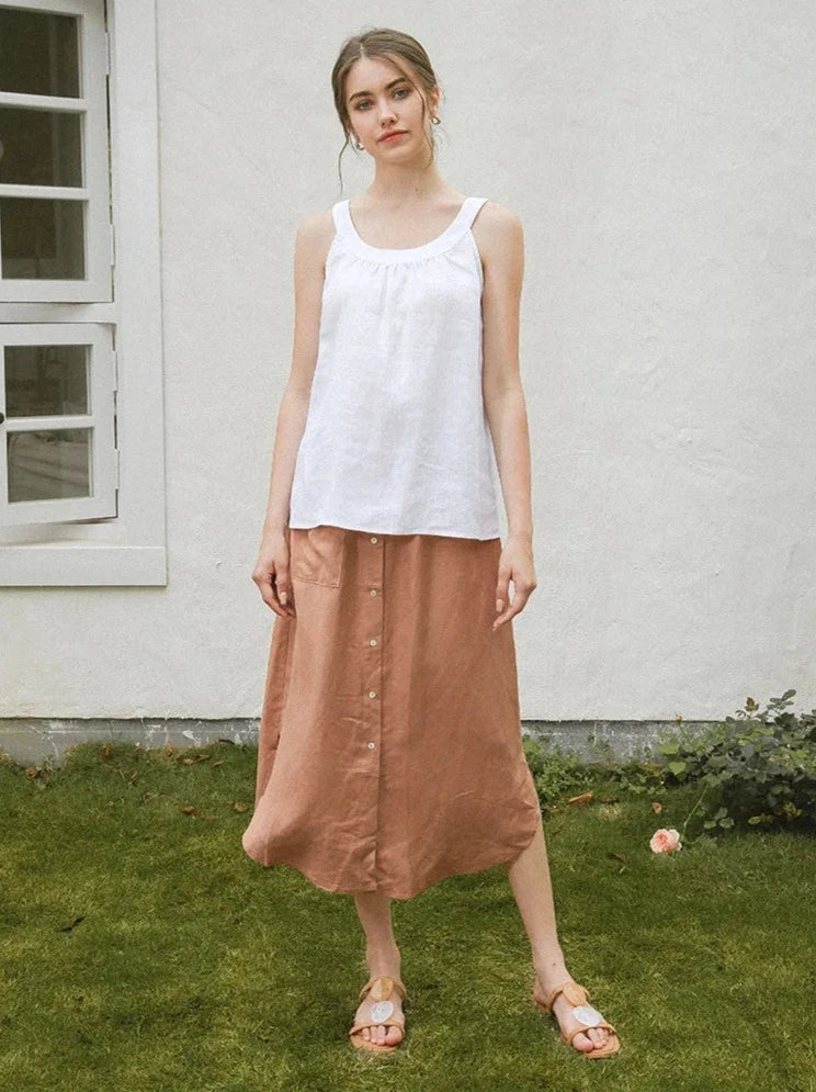 ELEGANT LINEN SLEEVELESS TANK TOP