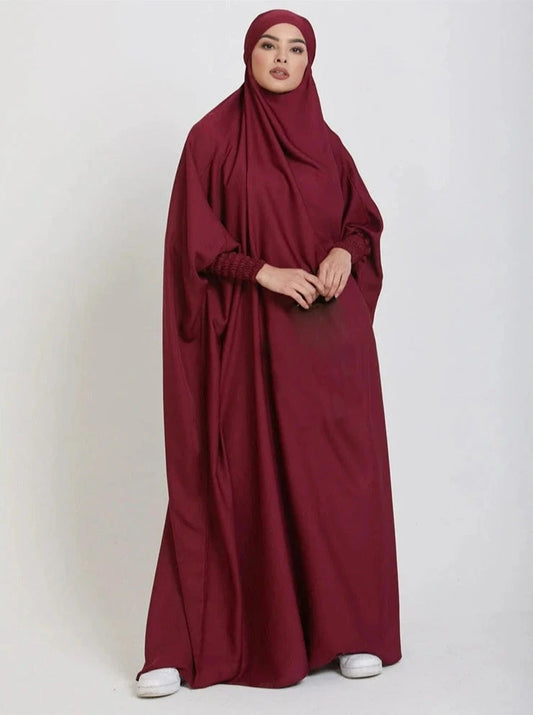 WINE RED HOODED ISDAL ABAYA